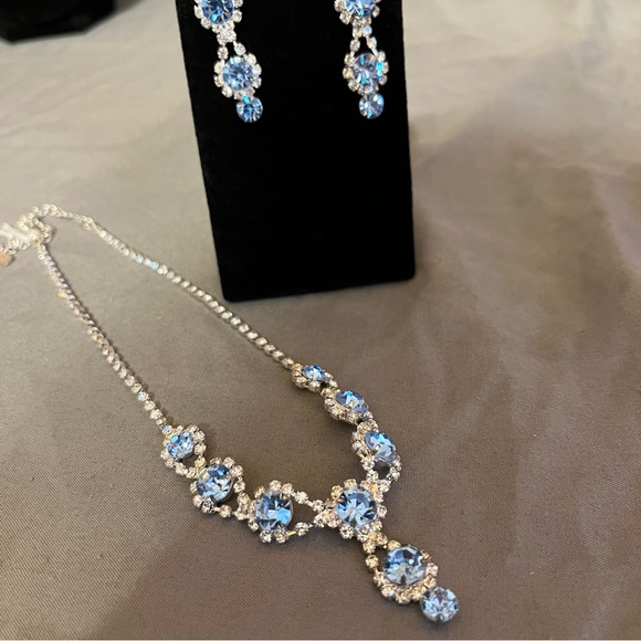 Prom/Special Occasion Necklace and Earrings, Light Blue - Picture 7 of 13